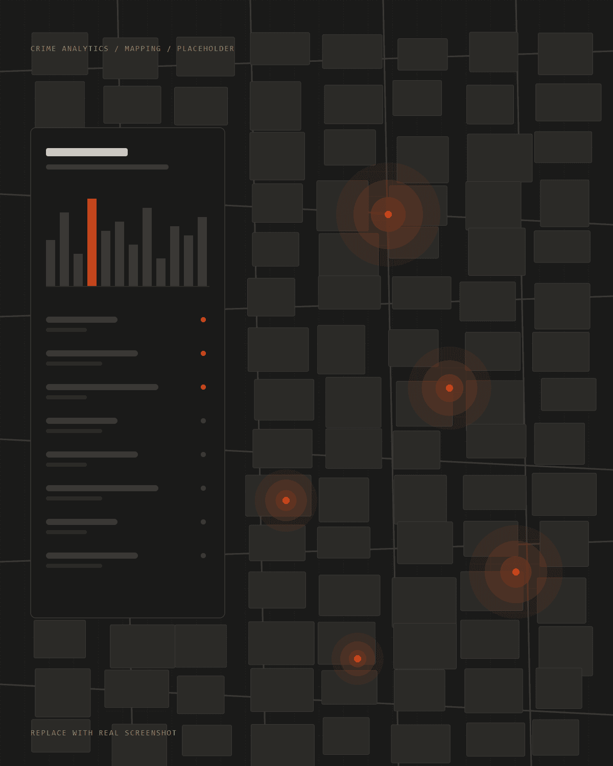 Wireframe placeholder for the crime analytics map and dashboard